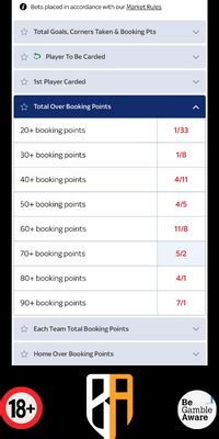 booking points in sky bet